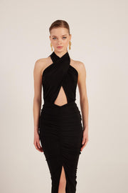 Marie Black Backless Slit Maxi Dress-Sheath Dresses-Buy Me Fur Ltd-Black-XS-Polyester - Elastane Blend-Urbanheer