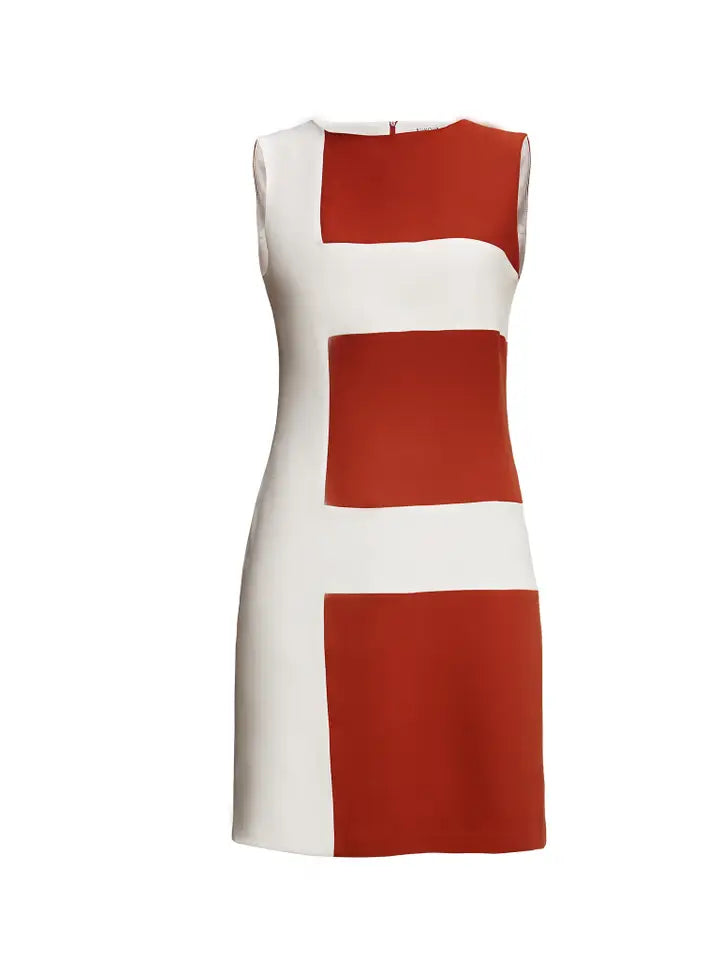 Marie Striped Silk Sleeveless Dress in Red-Dress-RUMOUR LONDON-S-Red-Urbanheer