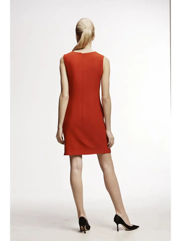 Marie Striped Silk Sleeveless Dress in Red-Dress-RUMOUR LONDON-S-Red-Urbanheer