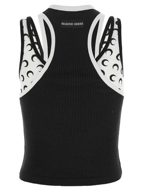 Marine Serre Bicolor Moon Logo Jersey Line Tank Top