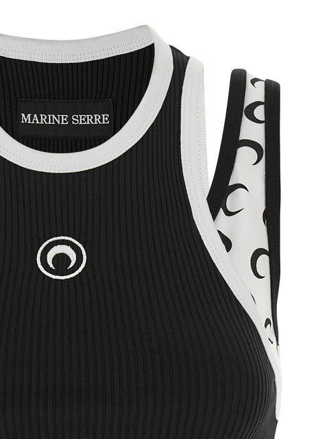 Marine Serre Bicolor Moon Logo Jersey Line Tank Top