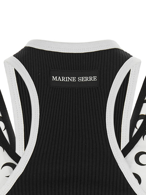 Marine Serre Bicolor Moon Logo Jersey Line Tank Top