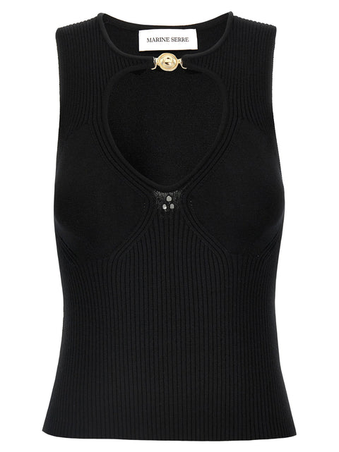Marine Serre Moon Jewelry Knit Open Neck Top