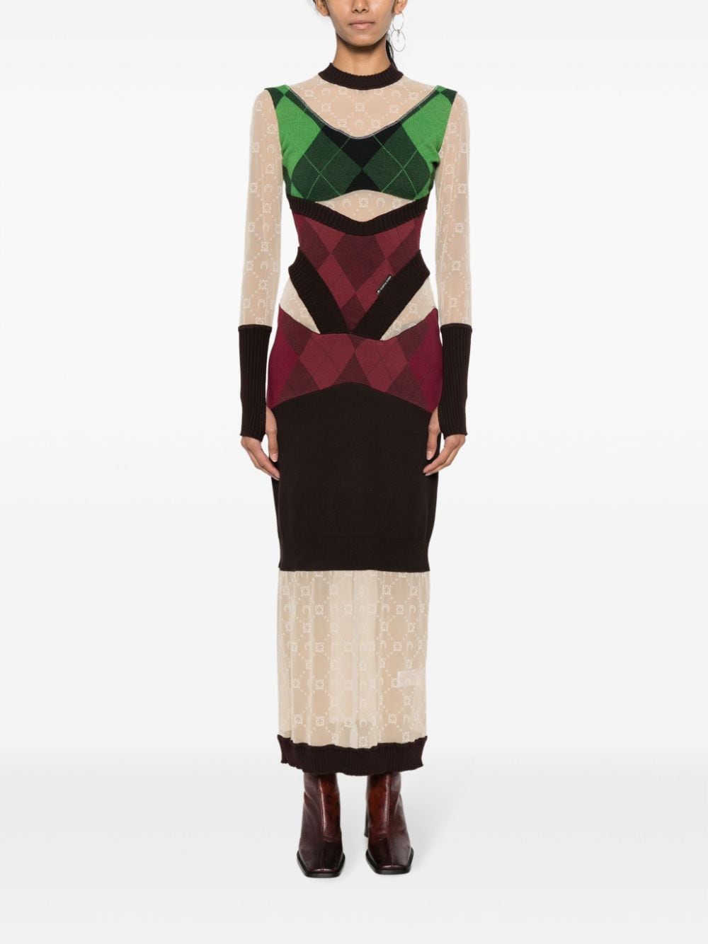 Marine Serre Regenerated lozenge-knit midi dress