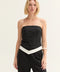 Maris Linen Blend Contrast Asymmetric Hem Tube Top