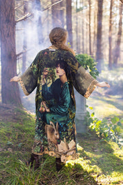 Bella Notte Opera Duster Kimono Robe W/Rabbit & Moon