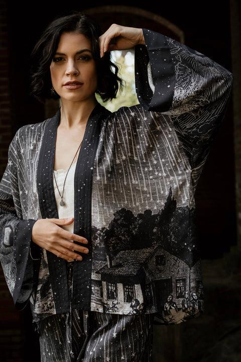 Stargazer Pixie Duster Cropped Kimono w/ Falling Stars