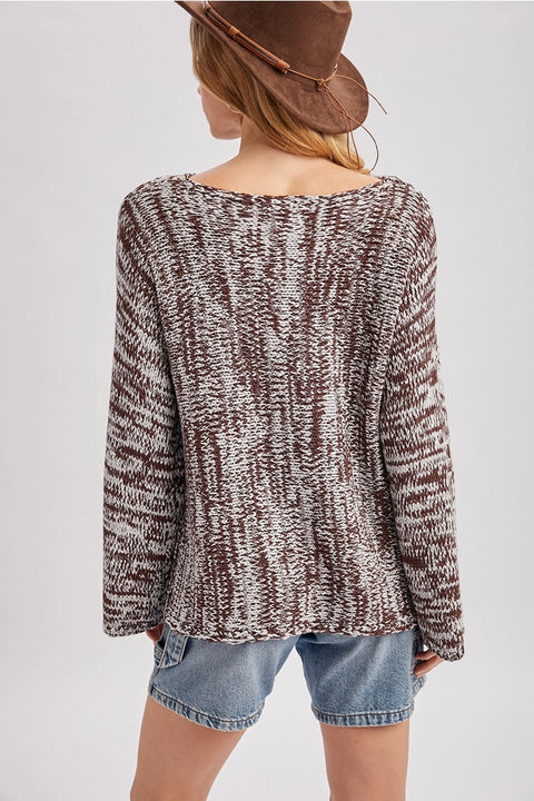 Marled Pattern Knit Sweater