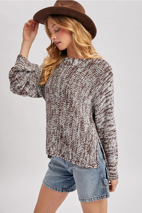 Marled Pattern Knit Sweater