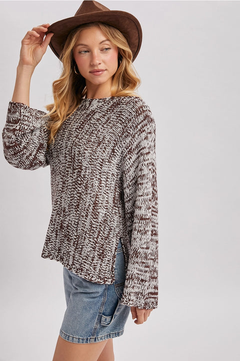 Marled Pattern Knit Sweater