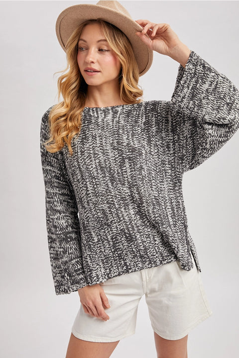 Marled Pattern Knit Sweater