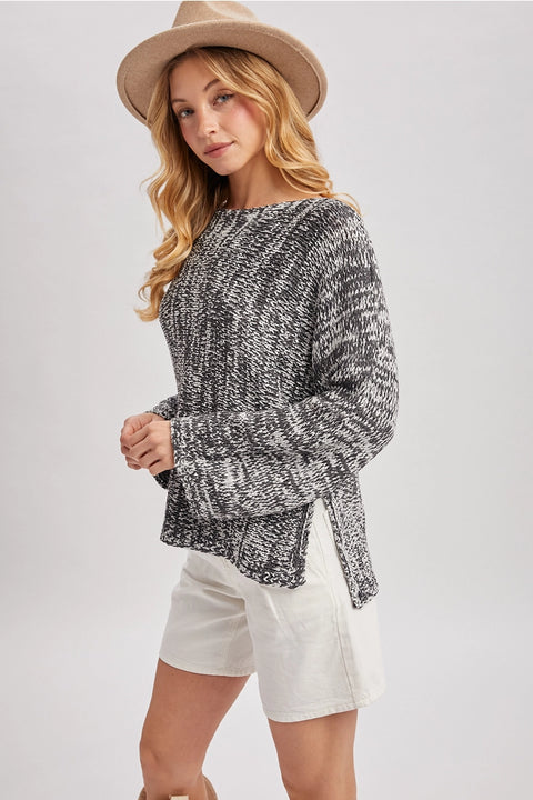 Marled Pattern Knit Sweater