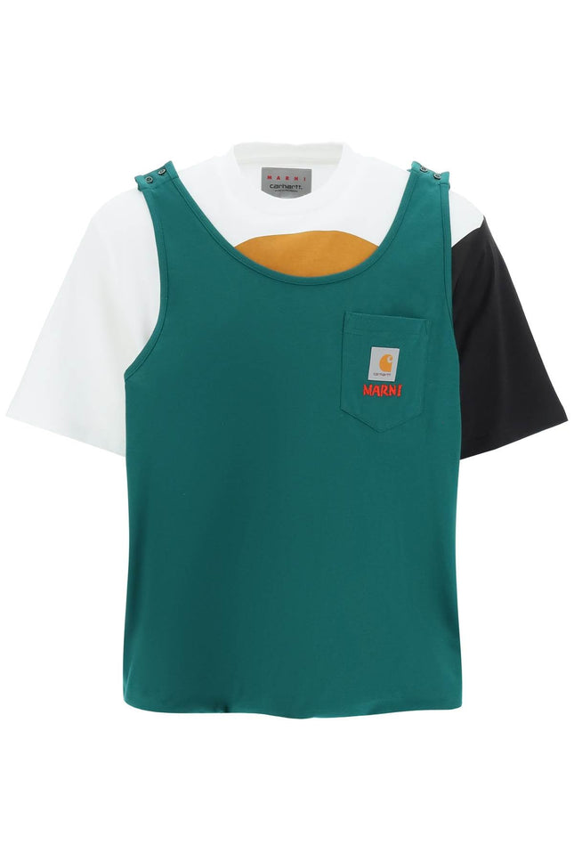 Marni x carhartt t-shirt with sewn-in tank top-men > clothing > t-shirts and sweatshirts > t-shirts-Marni X CARHARTT-m-Mixed colours-Urbanheer