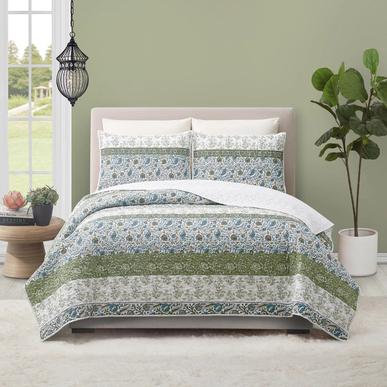 Marseille Quilt SET-3PC-Set-Peking Handicraft-FQ: 86X90/20x26"-Urbanheer