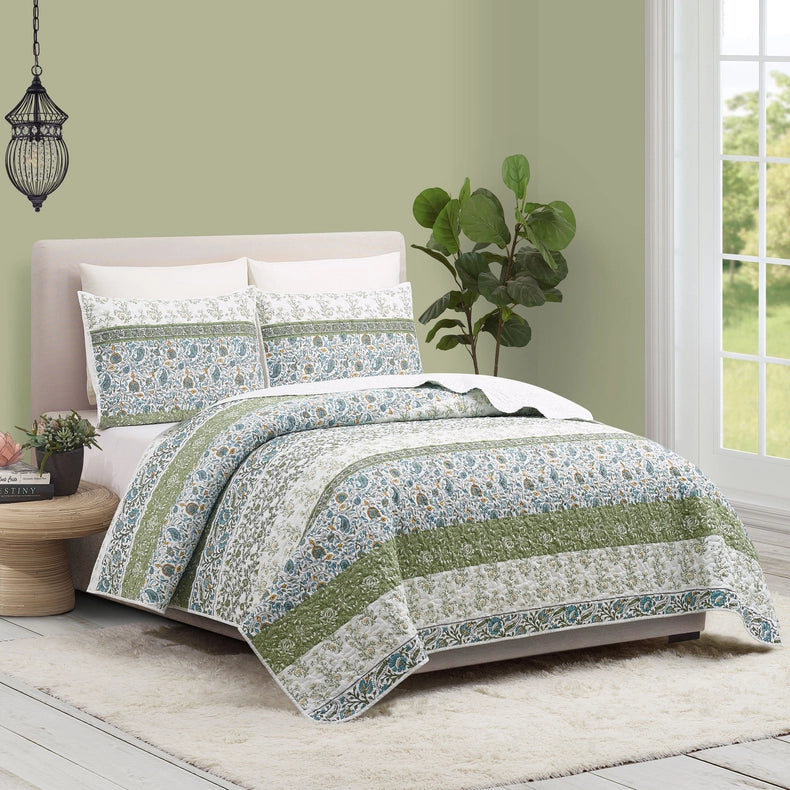 Marseille Quilt SET-3PC-Set-Peking Handicraft-FQ: 86X90/20x26"-Urbanheer