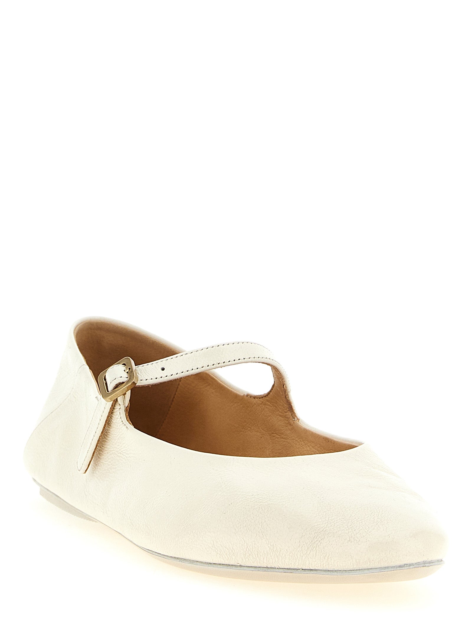 Strascico Leather Ballet Flats with Adjustable Strap