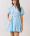 Matching Belted Puff Sleeve Mini Dress