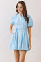 Matching Belted Puff Sleeve Mini Dress