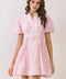 Matching Belted Puff Sleeve Mini Dress