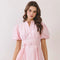 Matching Belted Puff Sleeve Mini Dress