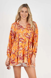 Matilda Long Sleeve Top Dahlia-Top-Naudic-3XL-Rust-Urbanheer