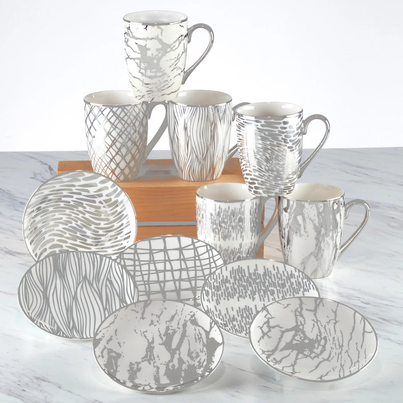 Matrix Silver Plated Tapered Mug 16 Oz.-Mug-Certified International-5 x 3.5 x 4.5 in (12.7 x 8.9 x 11.4 cm)-2-Urbanheer