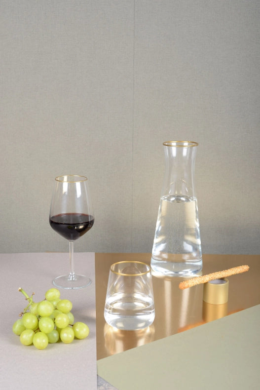 Matt Gold Edge Water Glasses - Set of 6-Water Glasses-AULICA-9x9x10-Urbanheer