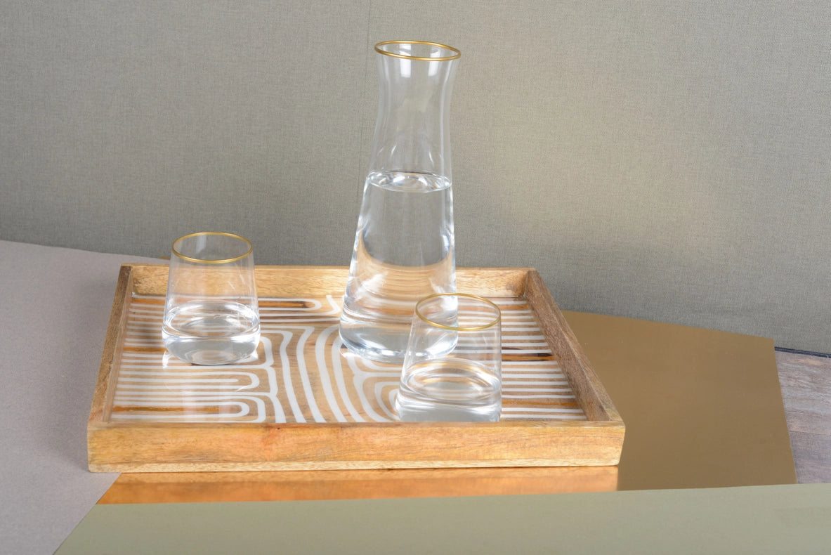 Matt Gold Edge Water Glasses - Set of 6-Water Glasses-AULICA-9x9x10-Urbanheer