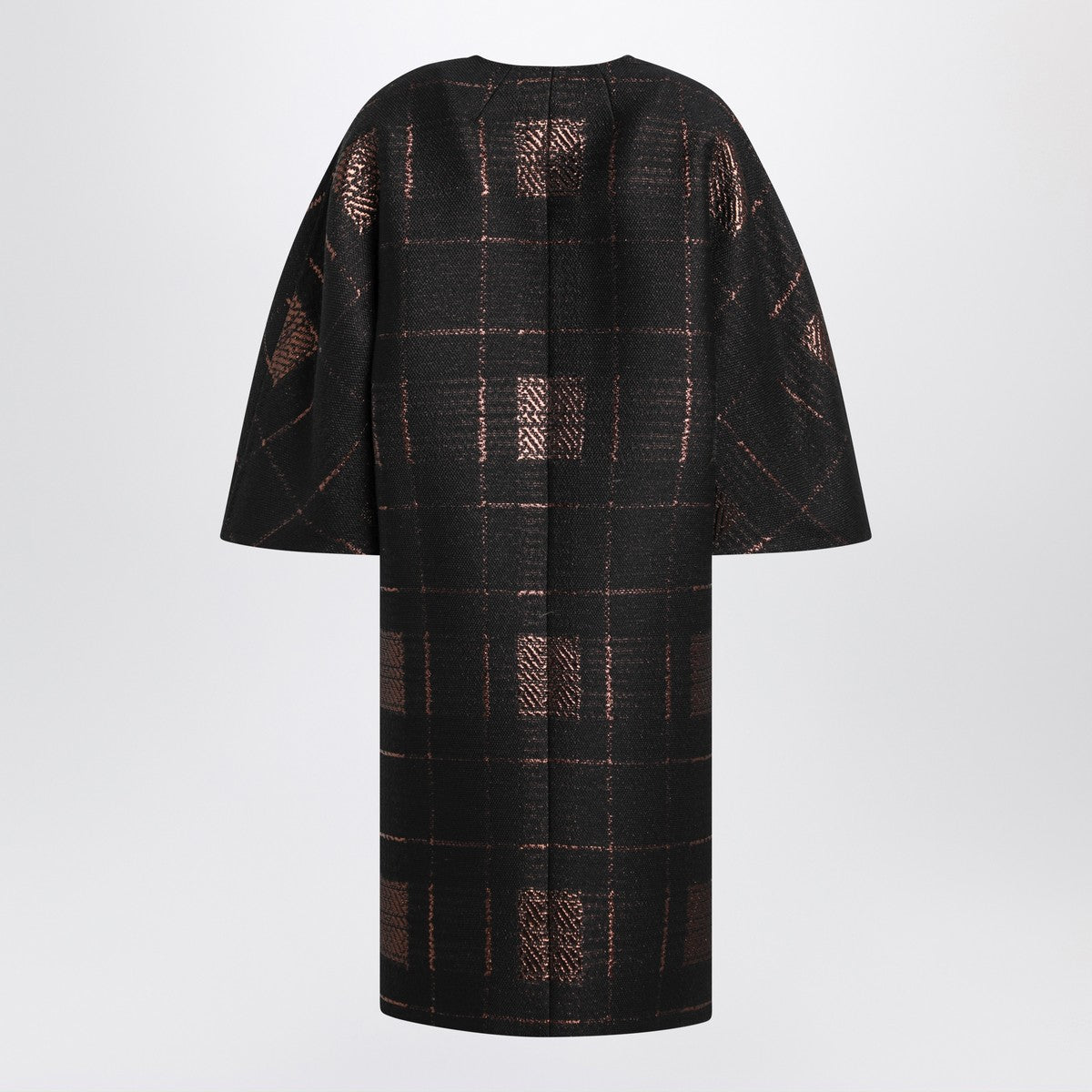 Max Mara Atelier Black cocoon coat in jacquard lamé