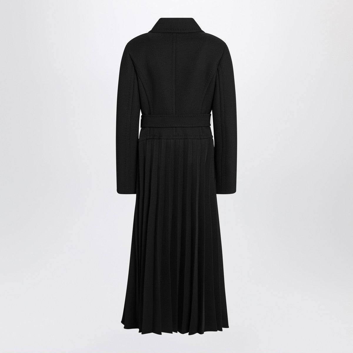Max Mara Atelier Black pleated redingote coat in technical fabric