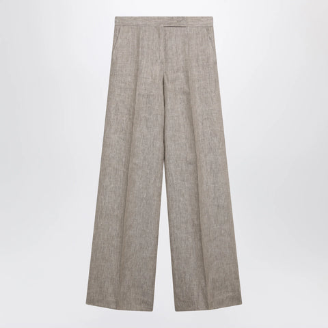 Max Mara Beige chevron linen trousers