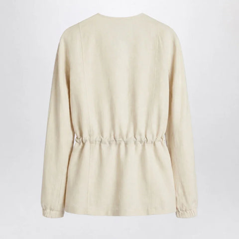 Max Mara Beige linen and silk jacket with drawstring