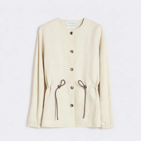 Max Mara Beige linen and silk jacket with drawstring