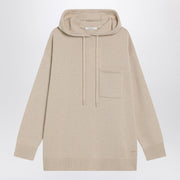 Max Mara Beige wool and cashmere knit hoodie