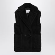 Max Mara Black Teddy gilet in alpaca and wool