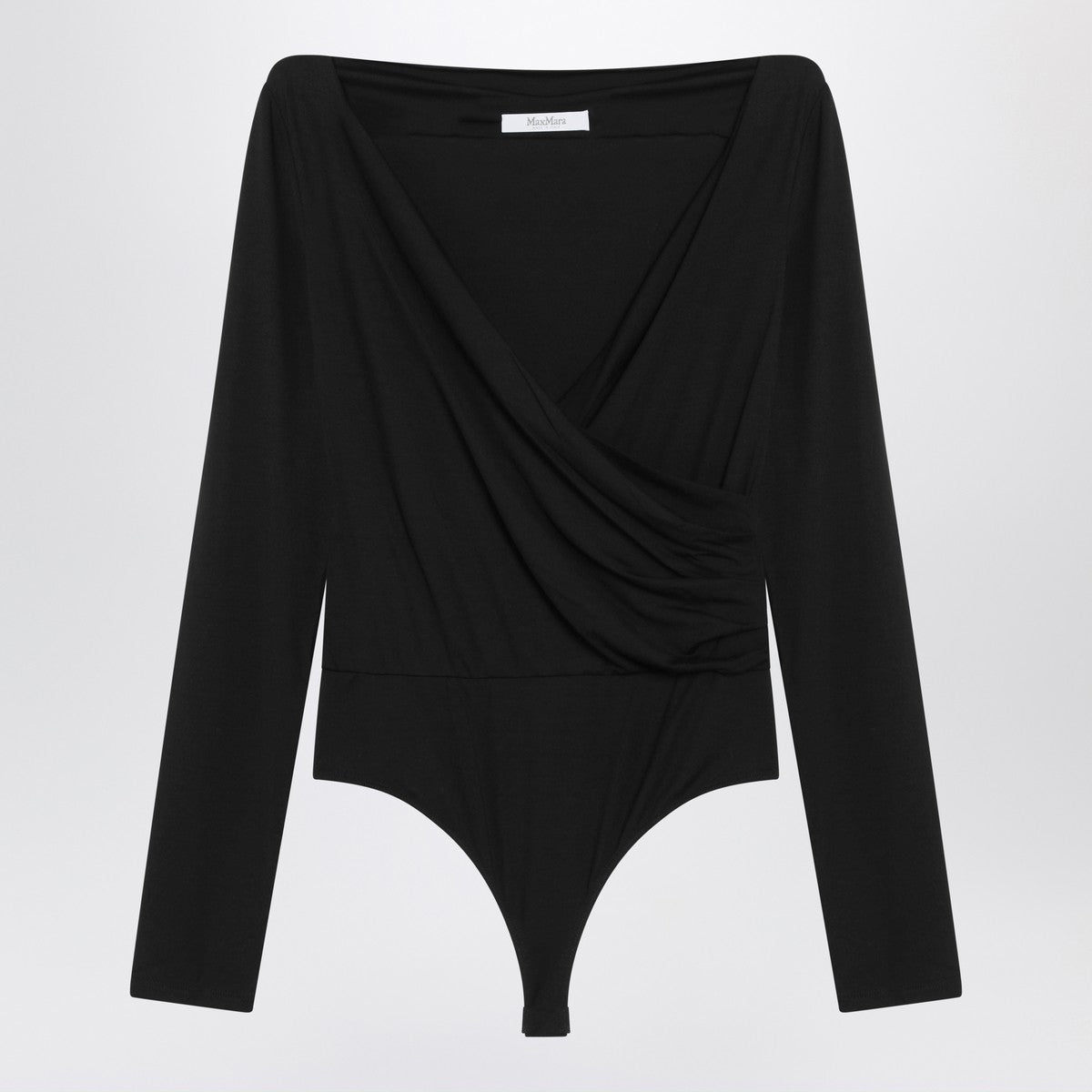 Max Mara Black crossover bodysuit in stretch jersey