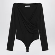 Max Mara Black crossover bodysuit in stretch jersey