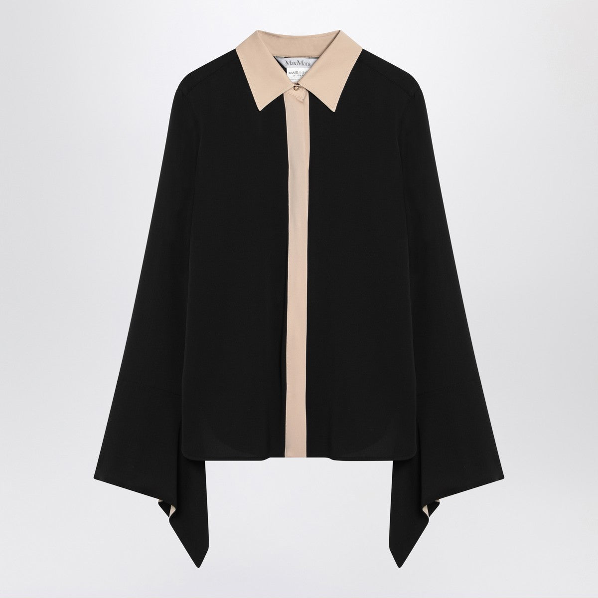 Max Mara Black silk colour-block shirt