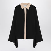 Max Mara Black silk colour-block shirt