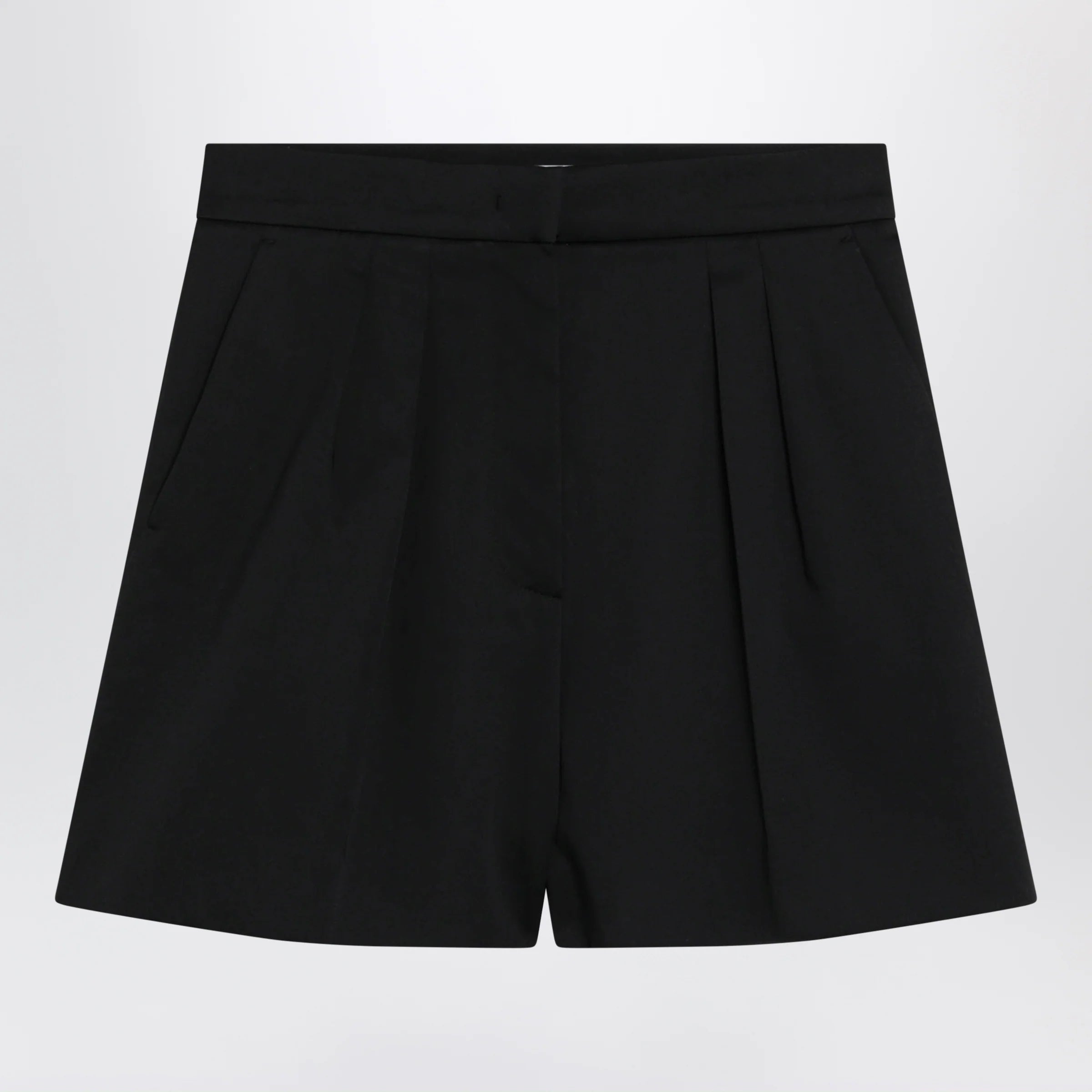 Max Mara Black stretch cotton satin shorts