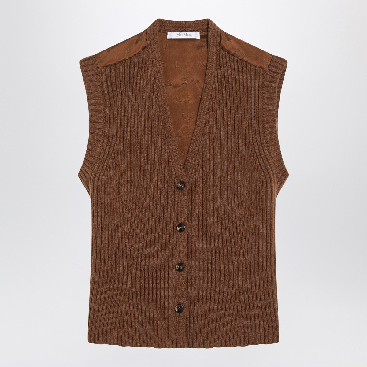 Max Mara Brown wool-cashmere gilet