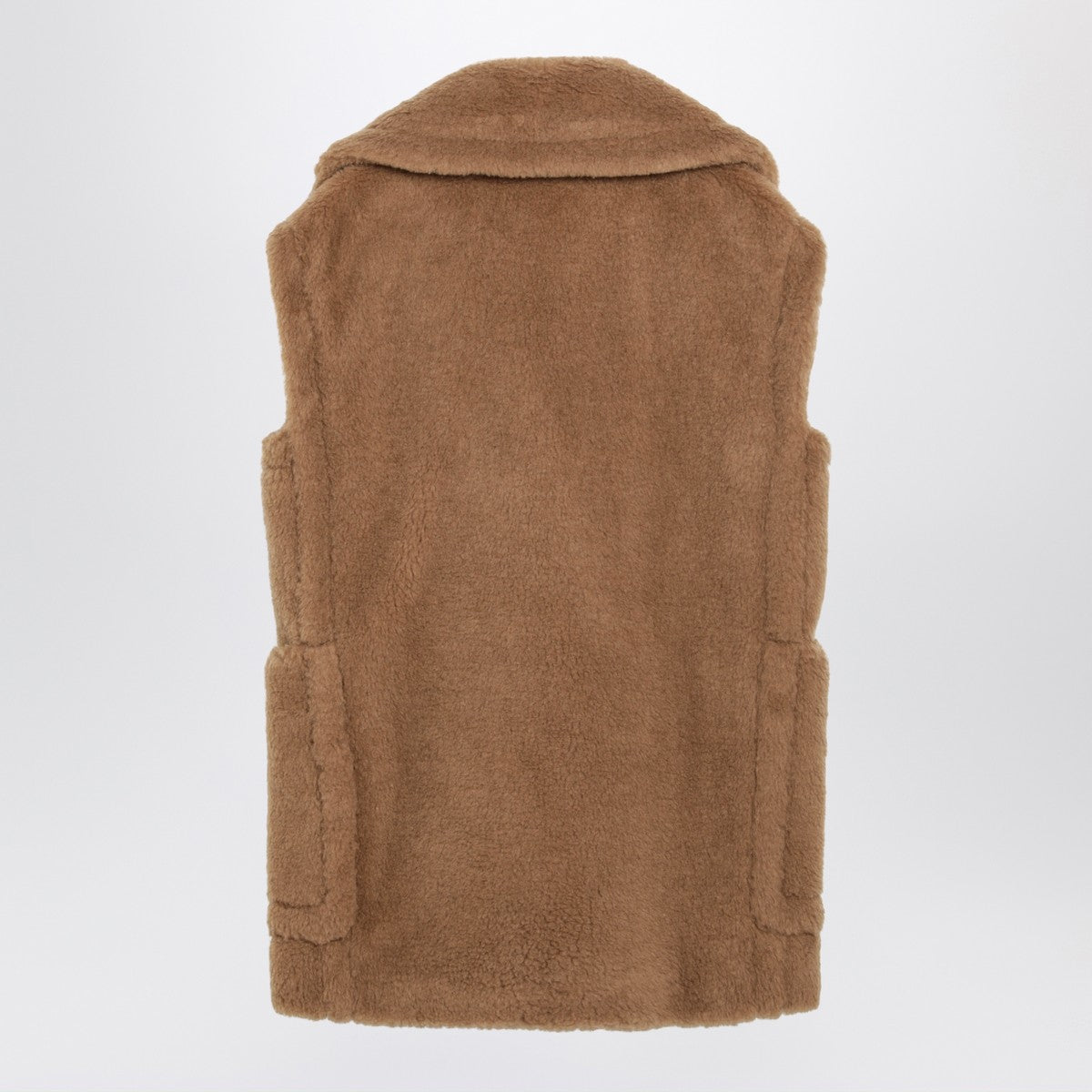 Max Mara Camel-coloured Teddy fabric waistcoat