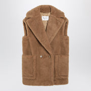 Max Mara Camel-coloured Teddy fabric waistcoat