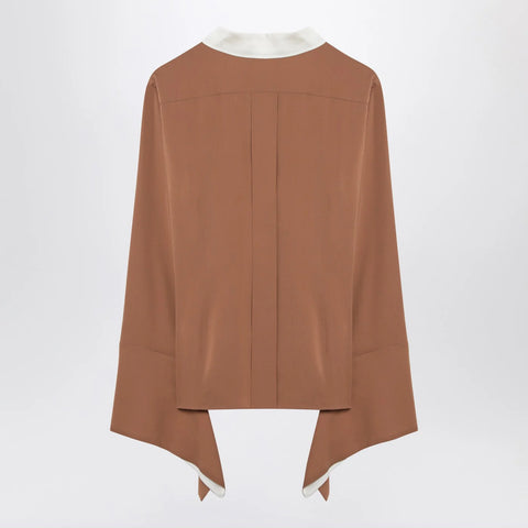 Max Mara Camel silk colour-block shirt
