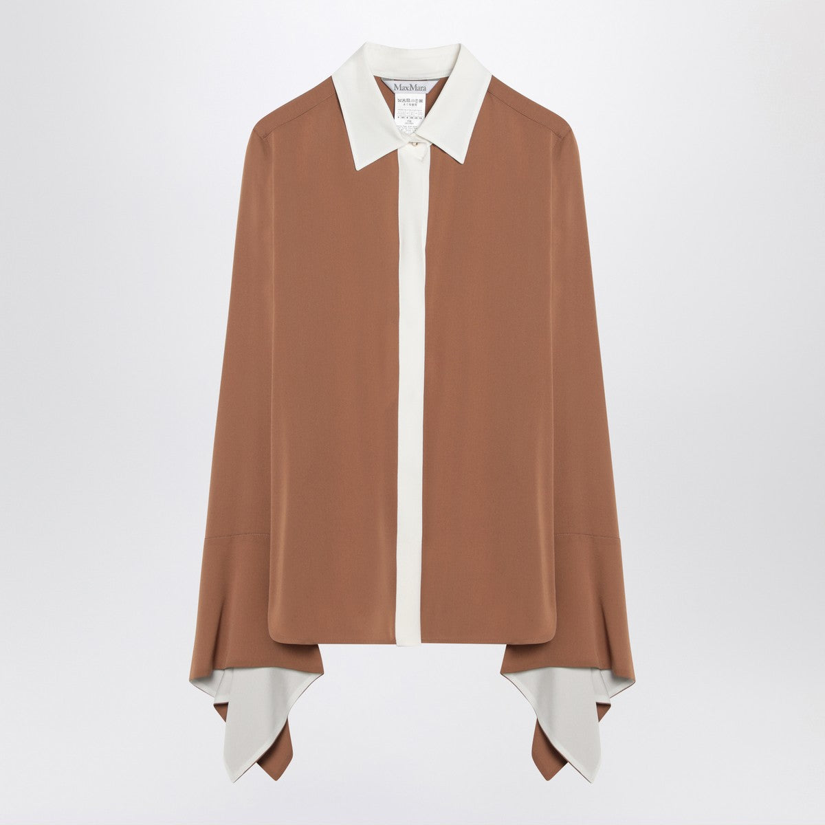 Max Mara Camel silk colour-block shirt