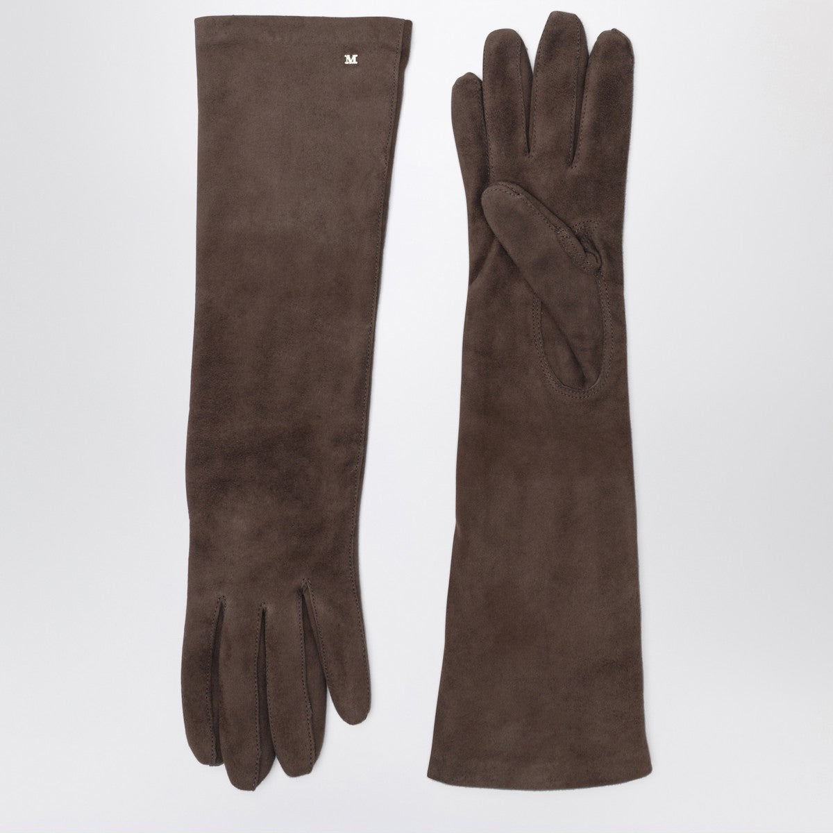 Max Mara Long brown suede nappa gloves