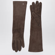 Max Mara Long brown suede nappa gloves