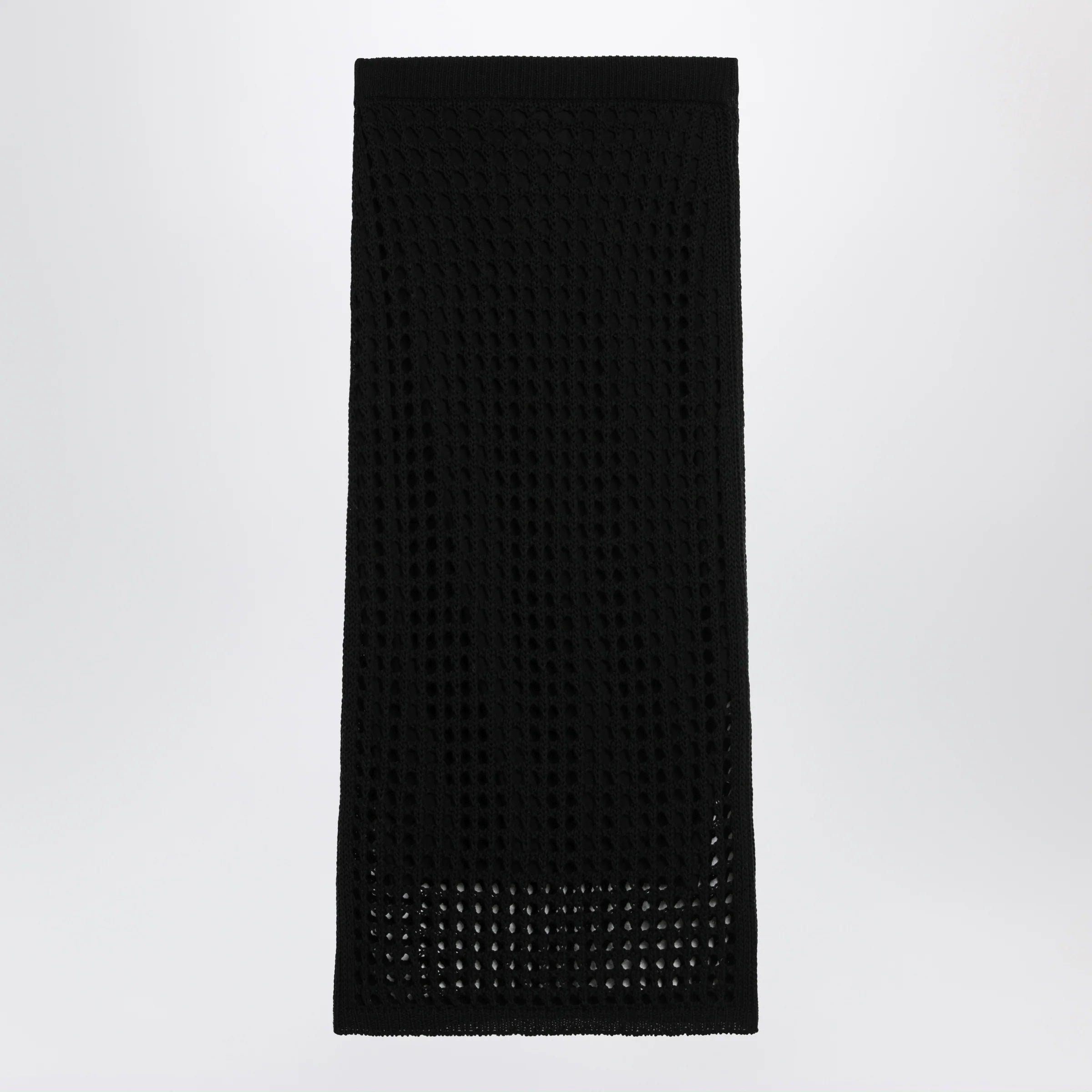 Max Mara Long sheer net cotton skirt in black