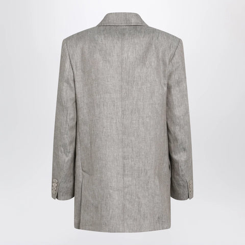 Max Mara Olimpia double-breasted chevron linen blazer in beige