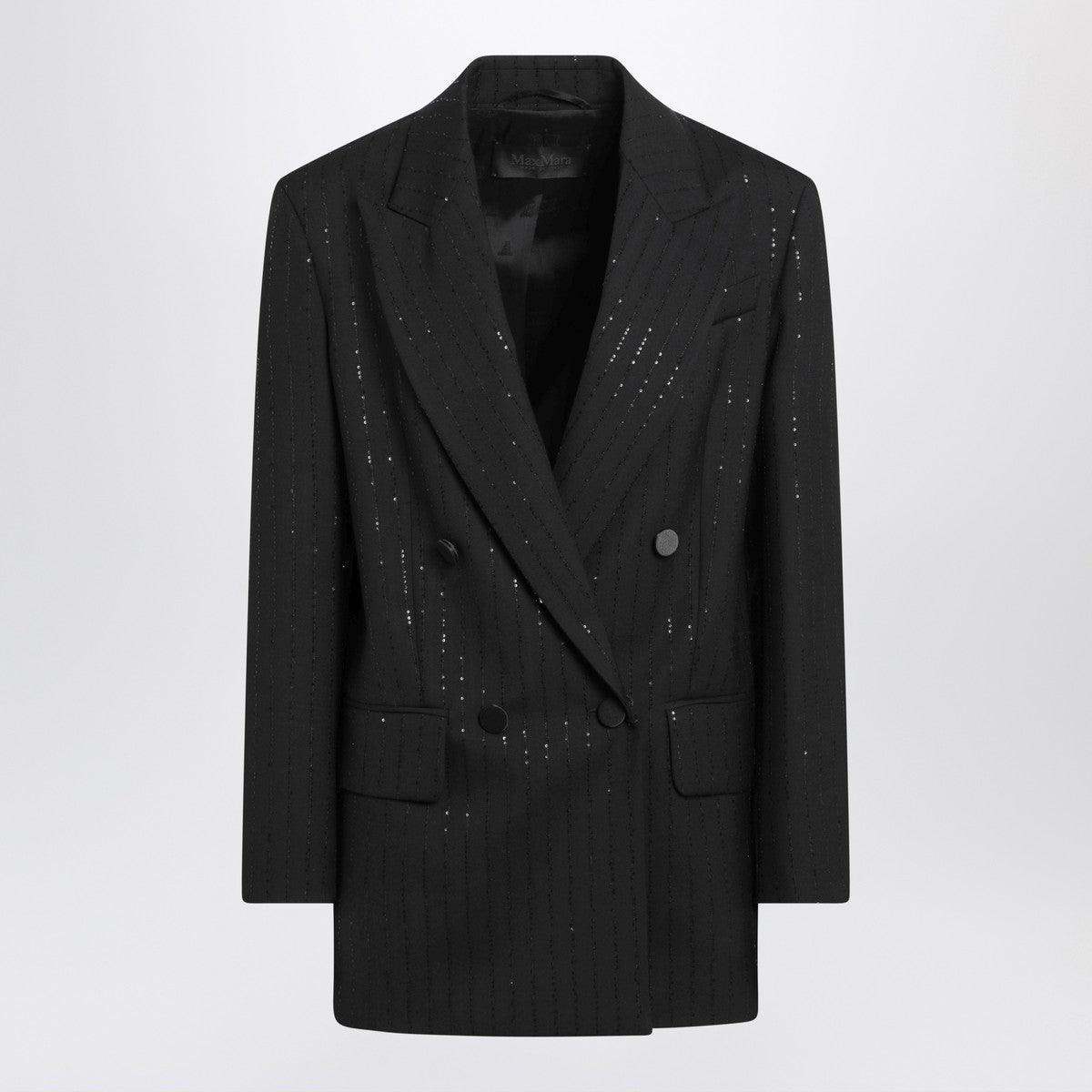 Max Mara Pianoforte Black double-breasted sequin wool blazer